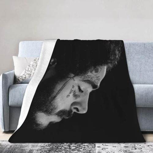 Couverture Post Malone Noire Douce, Lgre Et Confortable En Flanelle En Microfibre Pour Canap-Lit