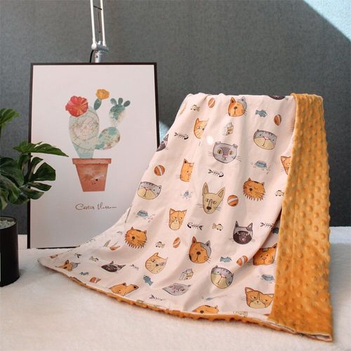 Couverture Thermique En Molleton De Coton, 2 Couches, Motif Dessin Anim 3d, Points Minky, Corail, Douce, Pour Bb, Enfant En Bas ge, Couette De Voyage