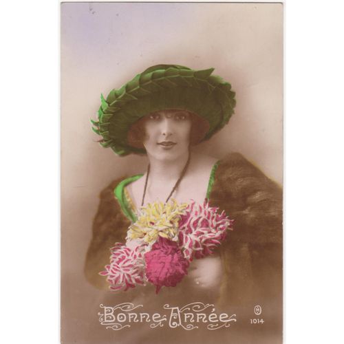 Cpa - 1014.M - Bonne Anne - Modle/Jeune Femme - (Timbre, Oblitre Et Circule En 1922)