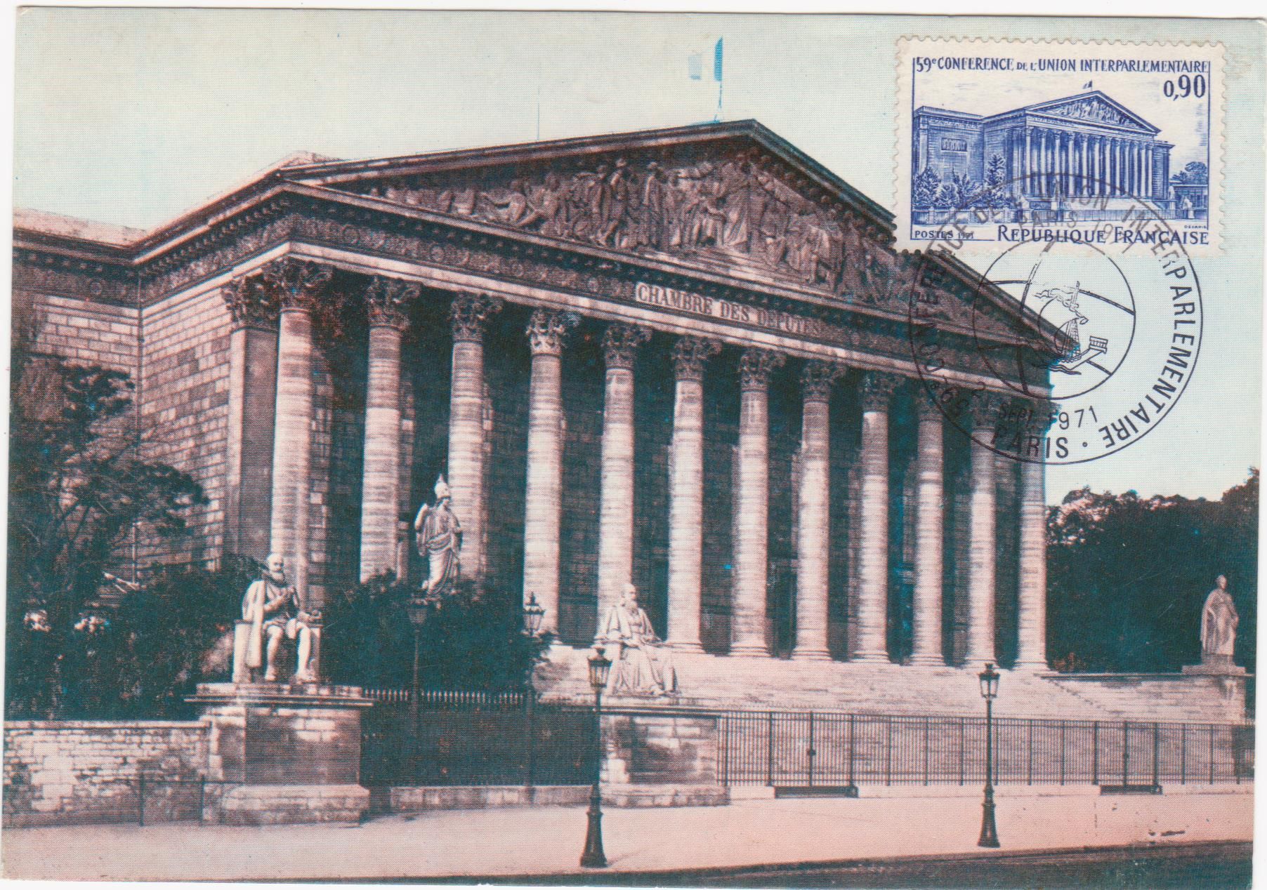 Cpsm - Paris La Chambre Des Dputs - 59e Confrence De L'union Interparlementaire Le 2 Septembre 1971 - Timbre, Oblitre Et Non Circule