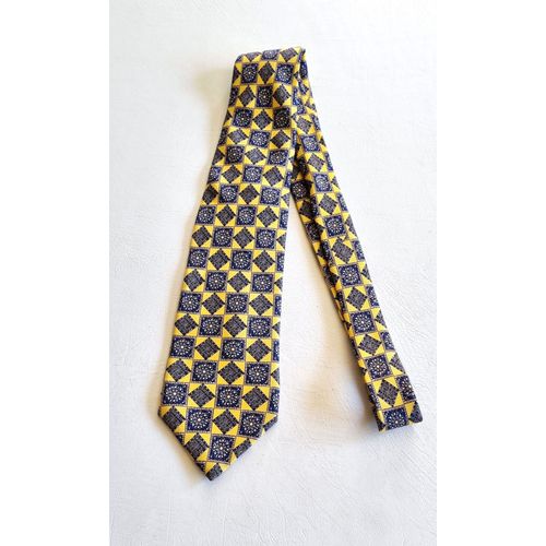Cravate Charles Jourdan Soie Multicolore Motifs Gomtriques Tons Jaune Et Bleu