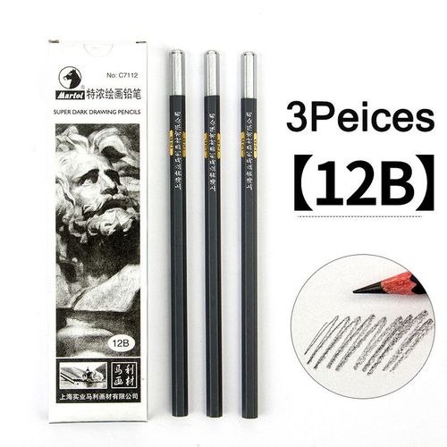 Crayon De Dessin Professionnel Pour Croquis,Couleur Noire,Fourniture De Papeterie D'art,Hb 2h B 2b 3b 4b 5b 6b 7b 8b 10b 12b 14b - Type 12b X 3pcs