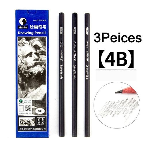 Crayon De Dessin Professionnel Pour Croquis,Couleur Noire,Fourniture De Papeterie D'art,Hb 2h B 2b 3b 4b 5b 6b 7b 8b 10b 12b 14b - Type 4b X 3pcs