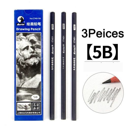 Crayon De Dessin Professionnel Pour Croquis,Couleur Noire,Fourniture De Papeterie D'art,Hb 2h B 2b 3b 4b 5b 6b 7b 8b 10b 12b 14b - Type 5b X 3pcs