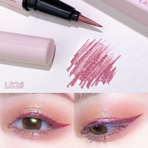 Crayon Eyeliner Liquide  Paillettes Diamant, Maquillage Pour Les Yeux, Surligneur Impermable, Rose Mat, Ver  Soie, Stylo Eyeliner Couleur Champagne Or