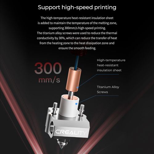 Creality Spider Pro Hotend Buse Chauffage Rapide Haute TempéRature Et Haute Vitesse Pour Imprimante 3d Ender-3 Pro/Ender-3/Ender-3 V2/Ender-5/Ender-2/Cr-10 S5/Cr-10/Cr- Filament En Nylon Tpu Abs Petg 20 Pro Support