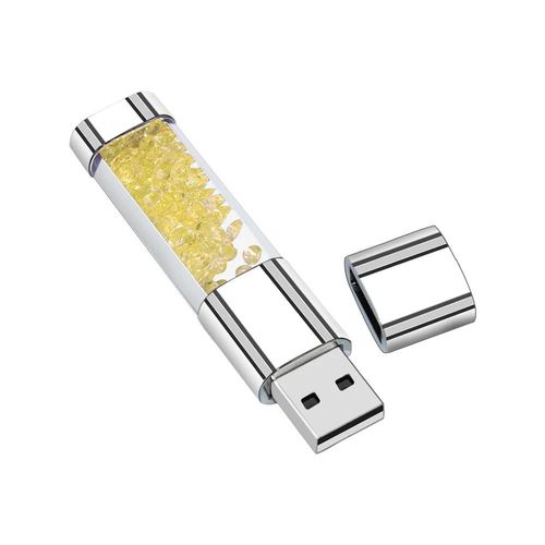 Creative Crystal et LED Light Pendrive 2.0 USB Flash Pen Drive, Memory Stick carte mmoire cadeau de mariage-4 GO-Yellow