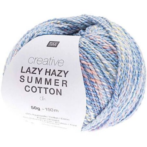 Pelote De Coton  Tricoter Creative Lazy Hazy Summer Cotton - Rico Design 08 Bleu