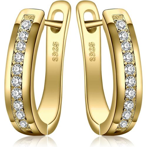 Croles Canal Boucles D'oreilles Zircon Cubique Argent 925 Femme,Plaqu Or Jaune Or Rose Huggie Boucles D'oreilles Pierre Mariage,ternit Ensemble Parure De Bijoux Cadeau Anniversaire