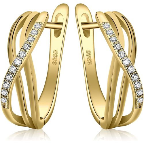 Croles N?ud Infini Boucles D'oreilles Zircon Cubique Argent 925 Femme,Plaqu Or Jaune Or Rose Huggie Boucles D'oreilles Pierre Mariage,Ensemble Parure De Bijoux Cadeau Anniversaire