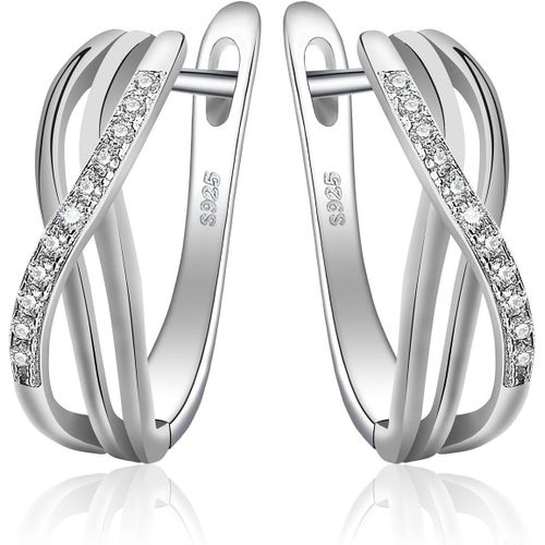 Croles N?Ud Infini Boucles D'oreilles Zircon Cubique Argent 925 Femme, Plaqu Or Jaune Or Rose Huggie Boucles D'oreilles Pierre Mariage, Ensemble Parure De Bijoux Cadeau Anniversaire