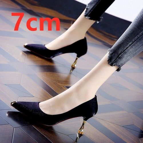 Cresfimix-Chaussures  Talons Aiguilles En Cuir Vert Et Noir Pour Femmes,Sandales De Bureau, La Mode,Zapatos Dama A6047 - 37