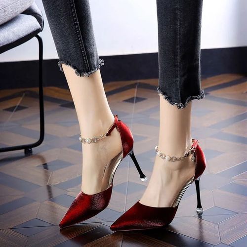Cresfimix-Escarpins Argents  Talons Hauts Pour Femmes,Chaussures De Mariage Confortables  Enfiler,Pointues, La Mode,E5044,93ts - 38