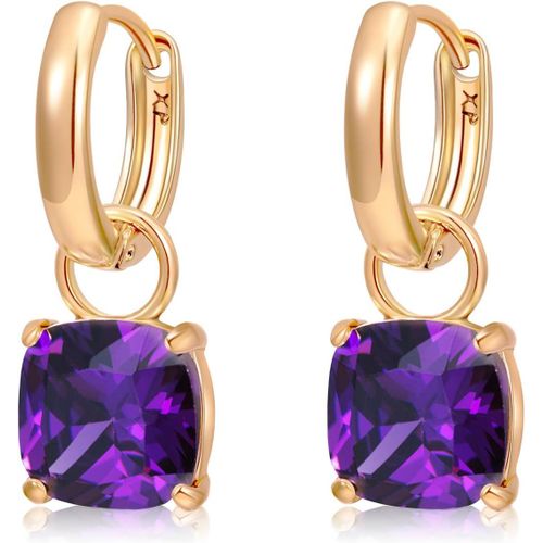 CrOles Boucles D'oreilles En Cristal 18k Plaqu Or Boucles D'oreilles Pendantes Pour Femme Boucles D'oreilles CarrEs En Strass HypoallergNique Avec Ecrin Cadeau