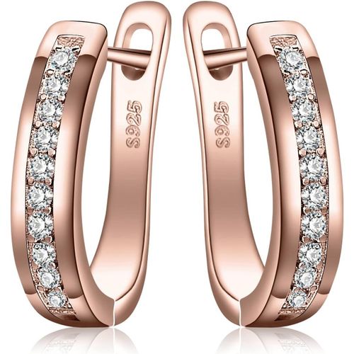 CrOles Canal Boucles D'oreilles Zircon Cubique Argent 925 Femme, Plaqu Or Jaune Or Rose Huggie Boucles D'oreilles Pierre Mariage, Ternit Ensemble Parure De Bijoux Cadeau Anniversaire