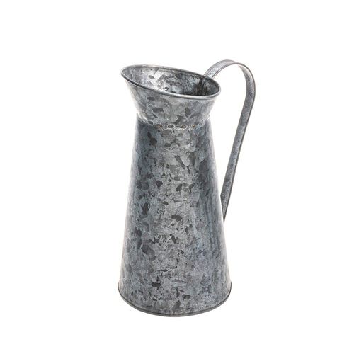 Cruche  Lait Zinc Avec Poigne 11cmx24cm Gris