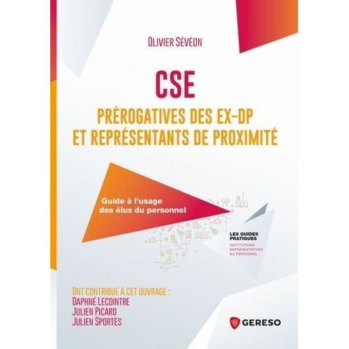 Cse : Prrogatives Des Ex-Dp Et Reprsentants De Proximit - Guide  L'usage Des lus Du Personnel    Format Grand Format 