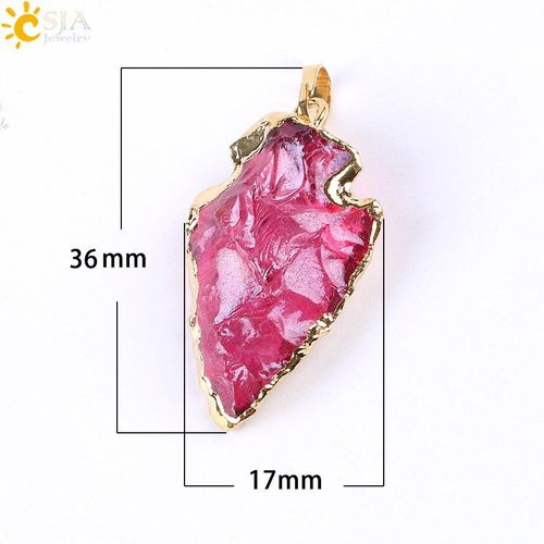 Csja Pendentif En Quartz Naturel Brut, Pendentif Tte De Flche, Rouge Bleu Vert, Pierre Prcieuse, Colliers De Couleur Or, Bijoux De Gurison E634