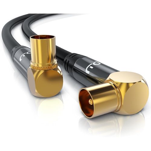 CSL- 2 m HDTV Coaxial Antenna Cable,Male TV Cable,Female Angled IEC Coaxial Plug Angled 90 Ultra HD UHD-135dB 75 Ohm-TNT DVB-T2 DVB-C DVB-S DVB-S2 FM Radio Dab-Black