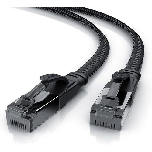 CSL - 2m Cble rseau plat Cat 8.1 40Gbits, Cble Ethernet Cat 8 plat 2 m LANGigabit Haut dbit 40Gbps 2 mtres, Cble de Patch 2Ghzs U FTP PIMF, Compatible Cat6 Cat 7 modem routeur switch PC Box Noir