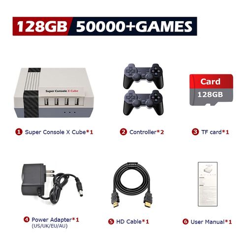 Cube-128g-2xwireless - Console De Jeu Vido Rtro, Super Console X Cube, 60000 + Jeux Classiques, Ps1, Psp, N64, Dc, Nds, 4k, Hd, Mini Tv Box Game First