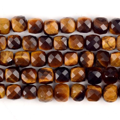 Cube De Pierre Jaune Oeil De Tigre  Facettes Naturelles, Forme Carre, Perles D'espacement Amples Pour La Fabrication De Bijoux, Bracelet Fait  La Main 4.8 5.5mm