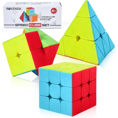 Cube de Vitesse 2X2 3X3 Pyramid Original Cube Speed Cube Sticker Cube Magique Facile  Tourner et  Lisser(Stickerless)