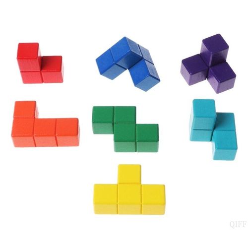 Cube Magique Tetris Multicolore 3d, Puzzle En Bois, Jeu ducatif Pour Travailler Le Cerveau, Nouveau