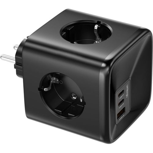 Cube Multi-Socket Usb C Fast Charger Gan Pd 33w, 7 In 1 Power Strip Wall Usb Power Adapter With 4 Ac Outlets (16a/4000w), Usb-A And 2-Usb-C, Multi Power Socket For Living Room, Office, Bedroom