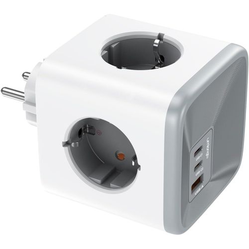 Cube Multi-Socket Usb C Fast Charger Gan Pd 33w, 7 In 1 Power Strip Wall Usb Power Adapter With 4 Ac Outlets (16a/4000w), Usb-A And 2-Usb-C, Multi Power Socket For Living Room, Office, Bedroom