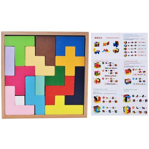 Cube Tetris Tangram En 3 Dimensions Pour Enfants, Puzzle, Jouet ducatif Montessori En Bois, Jeu De Stimulation Du Cerveau