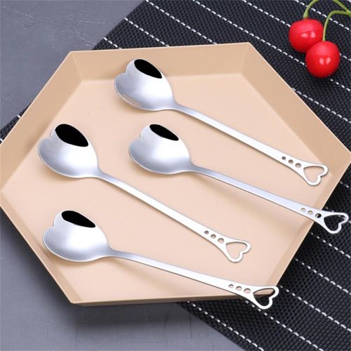 Cuillre  Caf En Acier Inoxydable, Cuillre  Caf En Mtal Portable, Vaisselle Crative En Forme De CUr D'amour, Cadeau De Mariage Pour La Maison
