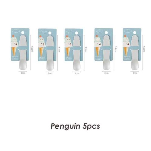 Cuillre  Crme Glace En Aluminium,Type Auto-Fusible,Petite Cuillre  Dessert Crative Et Mignonne,Cuillres  Gteau Au Pudding En Argent,Vaisselle,Ensemble De Couverts - Type Penguin 5pcs
