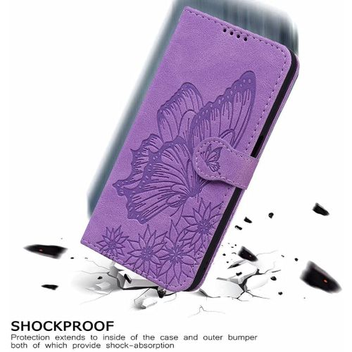 Cuir Coque Pour Huawei Y5 2019 Antichoc Avec Support Clapet Design Silicone Papillon Motif Dr?Le Etui Bumper 360 Kickstand Case Cover Housse Fille Femme Homme Portefeuille - Mauve
