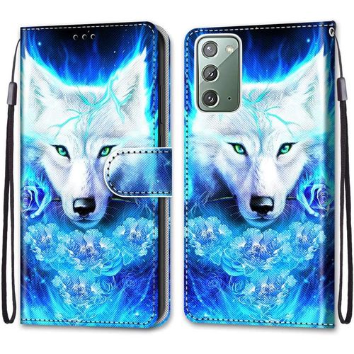 Cuir Pu Folio Etui Pour Samsung Galaxy Note20 Coque Pochette Flip Housse Etui A Rabat Protection Rsistant Chocs Couverture Motif Loup Roi Rve Avec Porte Carte Back Cover Samsung Note20