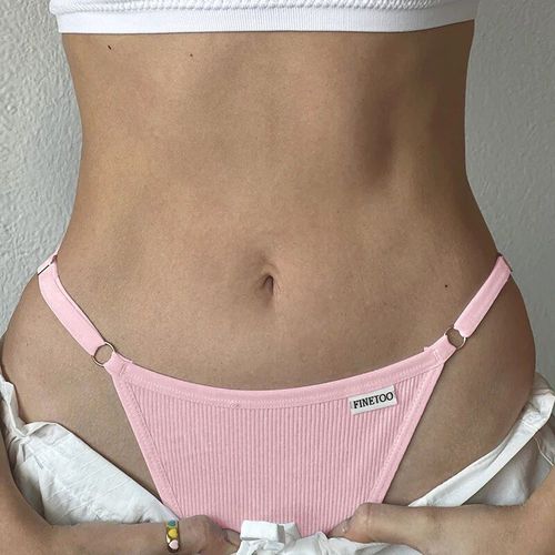 Culotte En Coton Pour Femmes Tongs Taille Rglable Sexy G-String Solide Document Sans Couture Indispensfemale Caleon Lingerie S-Xl - Type Pink-L