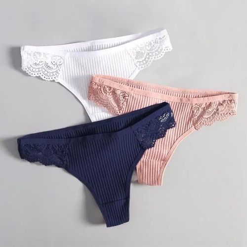 Culotte En Dentelle Grande Taille Pour Femme,String En Coton,Slip Taille Basse,Intimes Doux,Sous-Vtements Sexy,Lingerie  La Mode,3 Pices - Type [T2s-2]-3pcs-1xl 80-95kg