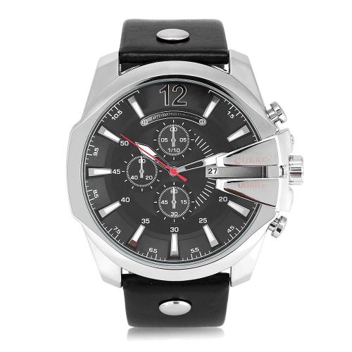 Curren  La Mode Hommes Homme Analogique Quartz Montre Pu Bande Montre-Bracelet Botier Blanc + Cadran Noir
