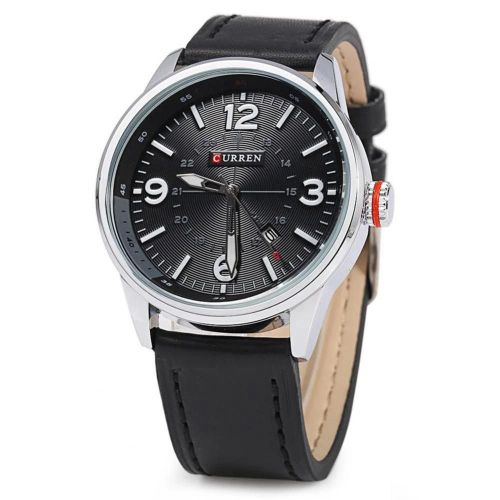 Curren Fashionable Alloy Calender Round Quartz Hommes Montre-Bracelet (Blanc Shell Noir Surface)