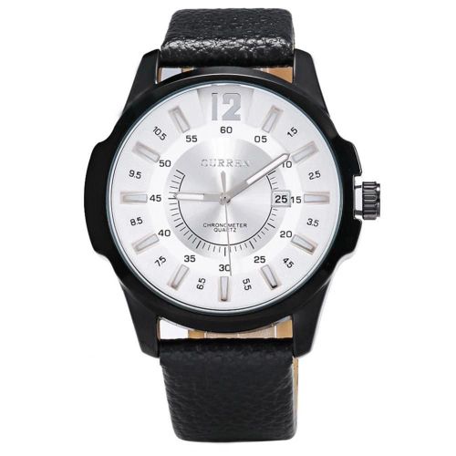 Curren Hommes Hommes  La Mode Mouvement  Quartz Montres Montre-Bracelet (Coquille Noire Cadran Blanc)