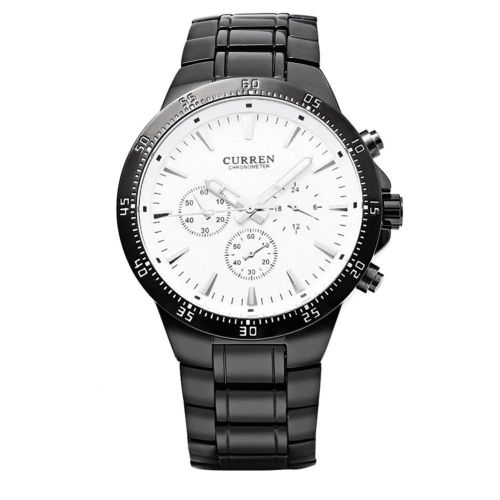 Curren Hommes Hommes  La Mode Mouvement  Quartz Montres Montre-Bracelet (Coquille Noire Cadran Blanc)