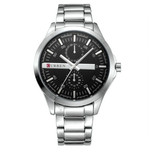 Curren Hommes Mode tanche Montre  Quartz Montre Rglable Bracelet En Mtal (Blanc & Noir)