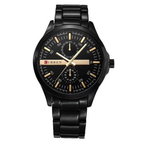 Curren Hommes Mode tanche Quartz Montre Rglable Bracelet En Mtal (Noir & Noir)