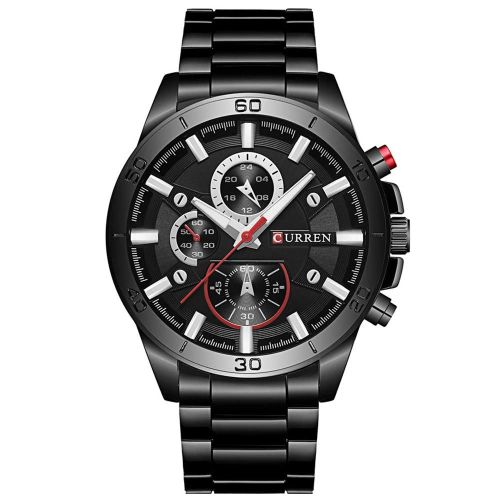 Curren Nouvelle Mode Hommes Mouvement  Quartz Alliage Bande Montre-Bracelet Analogique (Botier Noir + Cadran Noir)