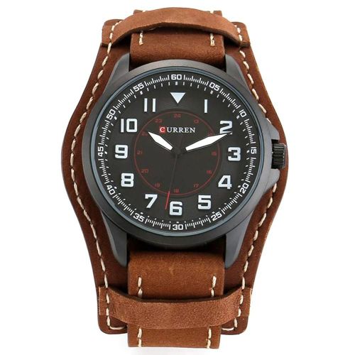 Curren Nouvelle Mode Hommes Mouvement Quartz Bracelet Bracelet Analogique Montre-Bracelet (Botier Noir + Cadran Noir)
