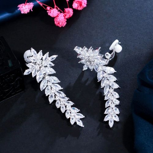 Cwwcontre-Contre-Contre-Sans Trou D'oreille,Conception De Cuir Chevelu Ling Recrut,Forme Cubique,Longs Patients De Mariage,Boucles D'oreilles Clip Sans Piercing,Ej0010