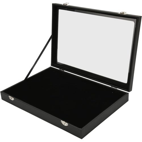 Cyrank Bote D'affichage  pingles,Vitrine  pingles Anti-Poussire Avec Vitrine Transparente Vitrine  pingles En Bois Noir Pins Badges Affichage Et Stockage(L)