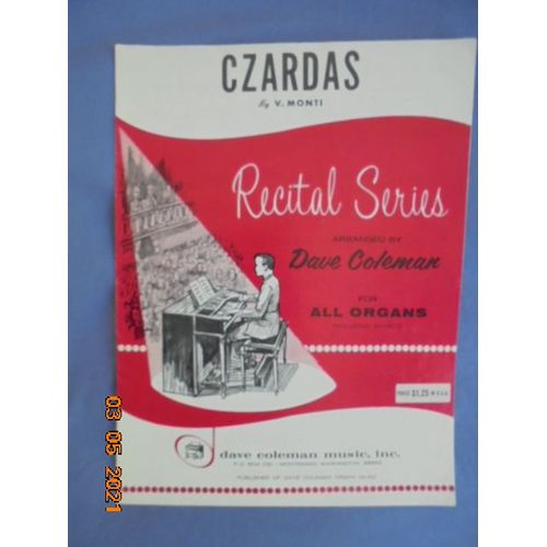 Czardas: Recital Series Arranged By Dave Coleman For All Organs Including Spinets