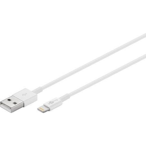 D-Parts Goobay USB Sync- & cble de charge Lightning 1m, blanc; s'adapte iPad 4, iPad Air, iPad Air 2, iPad Mini, iPad Mini 2, iPad Mini 3, iPad Mini 4, iPad Mini Retina, iPad Pro 12.9, iPad Pro 9.7...