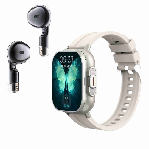 D8 2,01 Pouces 2 En 1 Bluetooth couteur Bande De Silicone Montre Intelligente - Beige